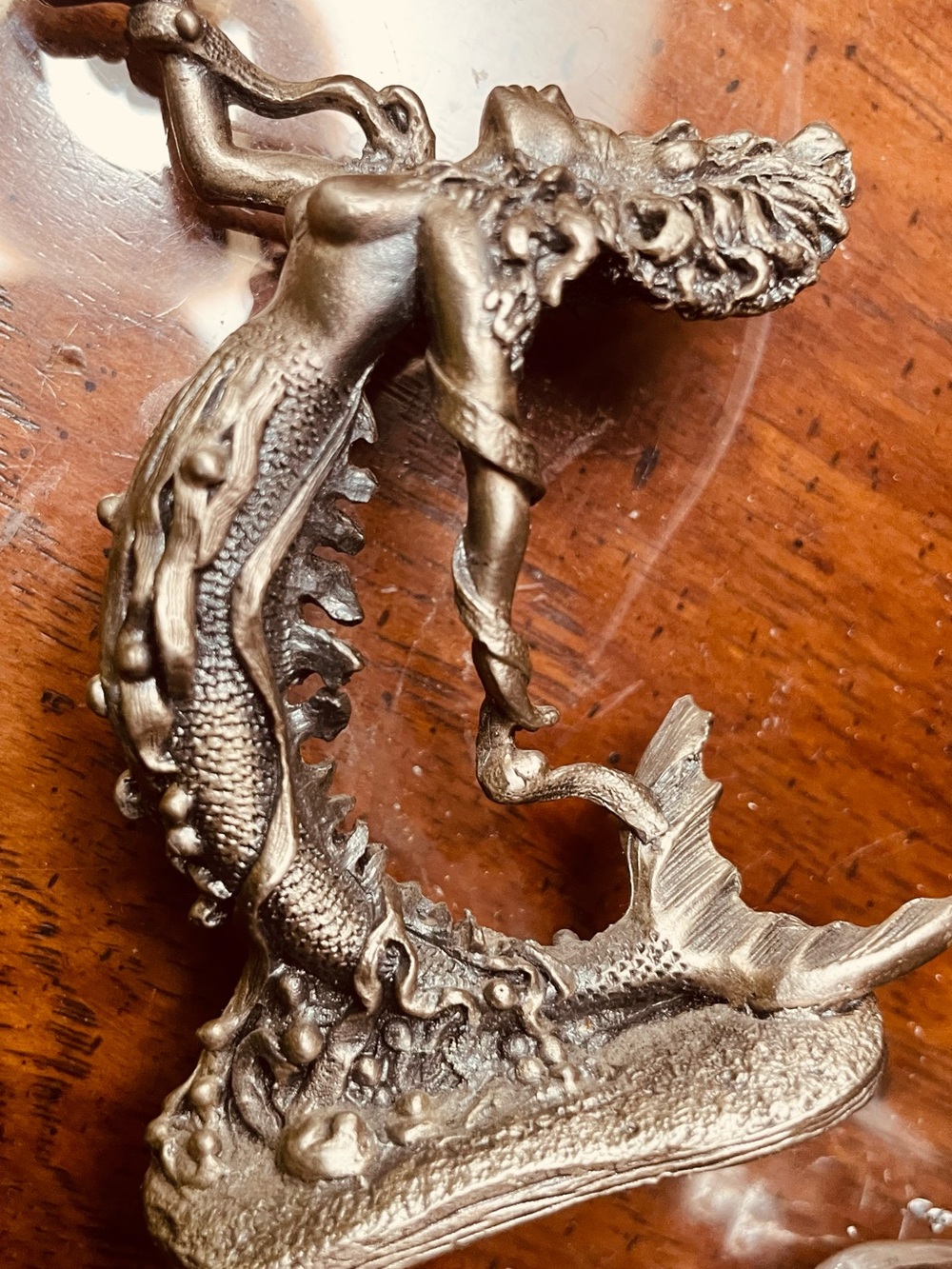 Decorative Bronze-Tone Mermaid Sculpture for Coastal Home Decor. “The Siren”